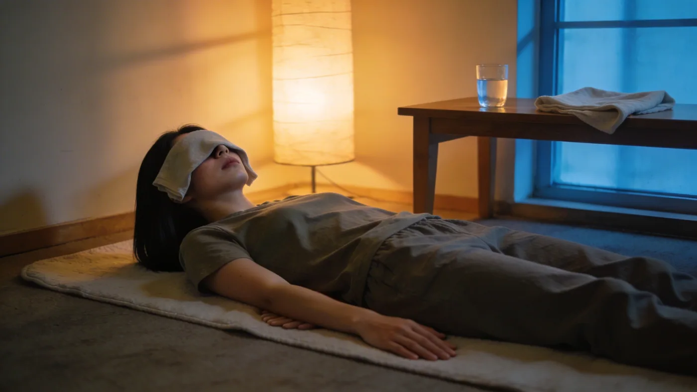 Clay bowl with water and linen cloth on wooden table in soft light for feeling session — feel your feelings without performing peace