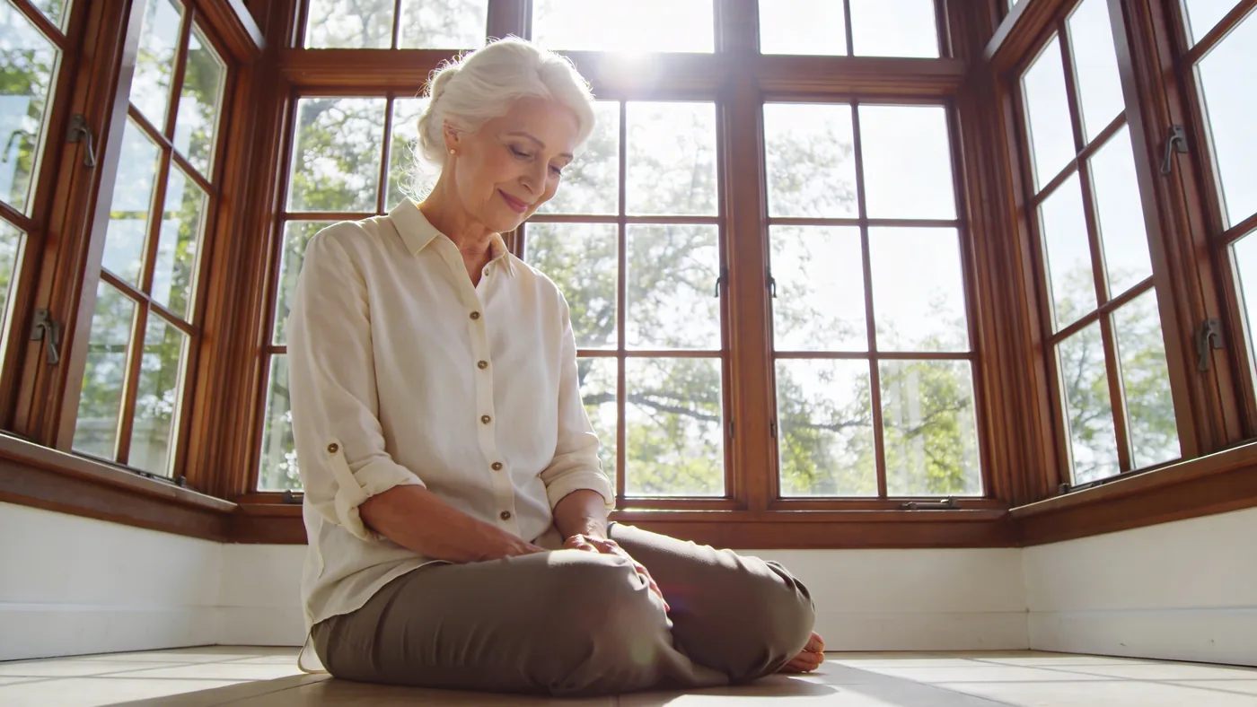 Man at bathroom mirror with quiet reflected light, what changed and softened after facing depression and awakening — depression and spiritual awakening