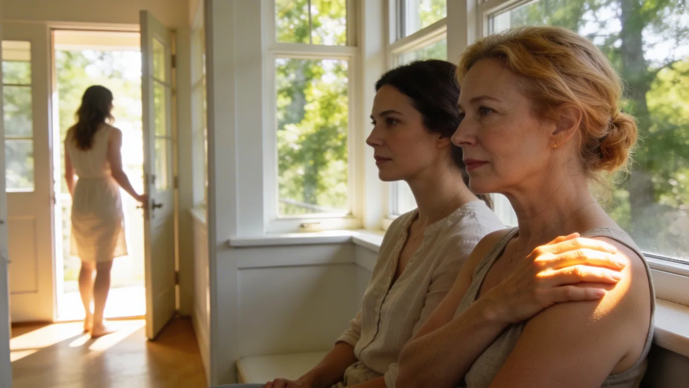 Man standing at an open doorway facing morning light representing the return to self before somatic Man standing at an open doorway facing morning light representing the return to self before somatic eating begins