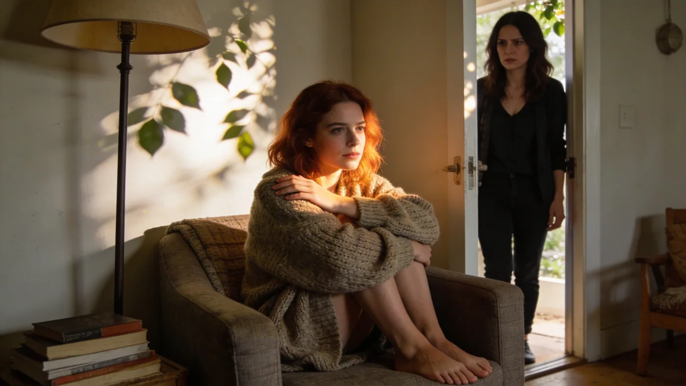 Man standing in doorway threshold with tense body showing the real pain is not confusion it is mistrust — what to do when you feel spiritually lost