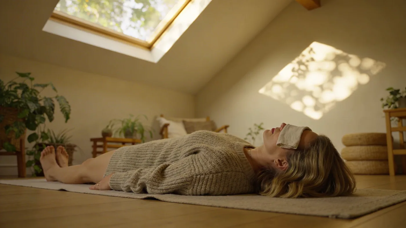 Practice moment: person in a quiet moment of stillness and emotional recognition — A 12minute selfworth practice you can do tonight — self worth self love affirmations