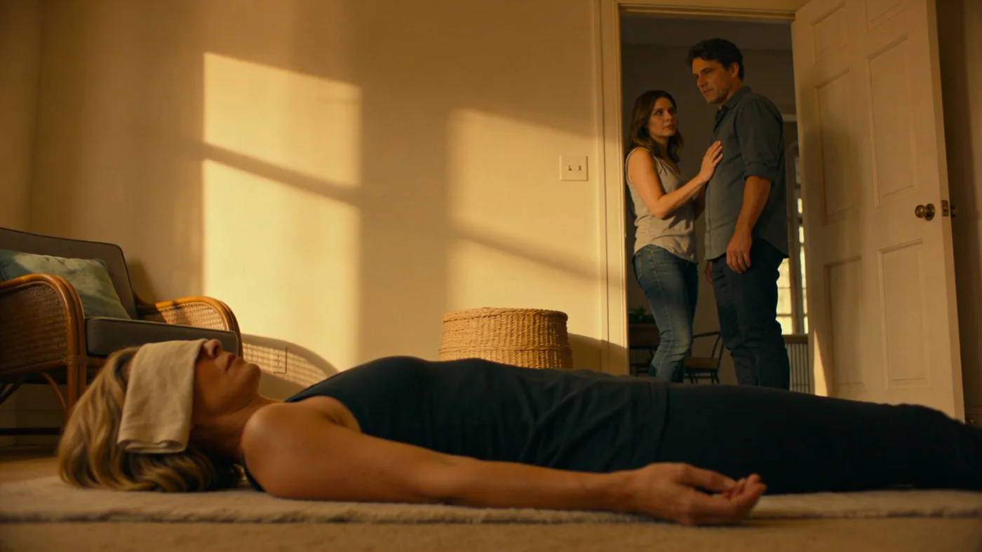 Two women sharing quiet stillness in a doorway illustrating things nobody tells you about breakup grief — stages of grief breakup