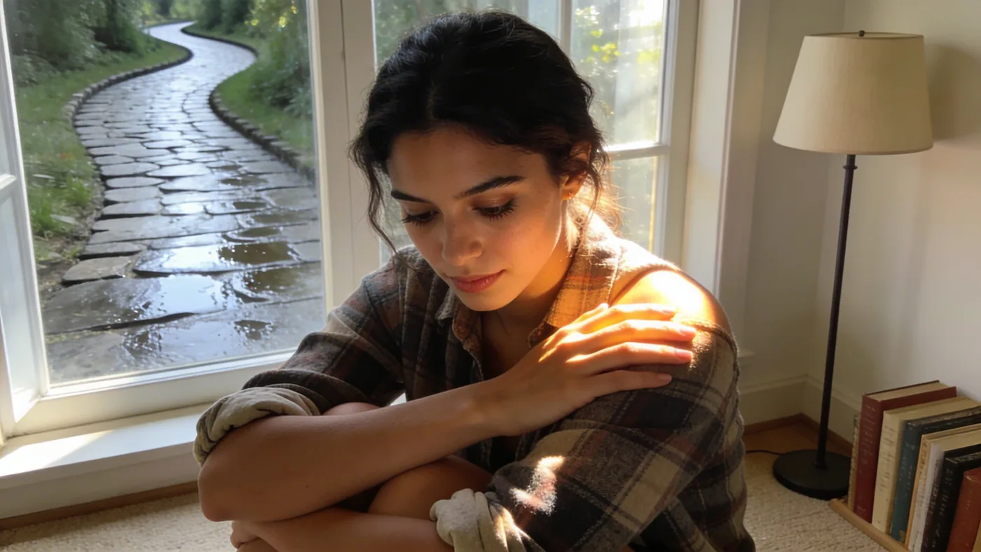 Wet stone pathway curving into the distance showing why good feeling equals intuition breaks down — ego tricks vs true intuition signals