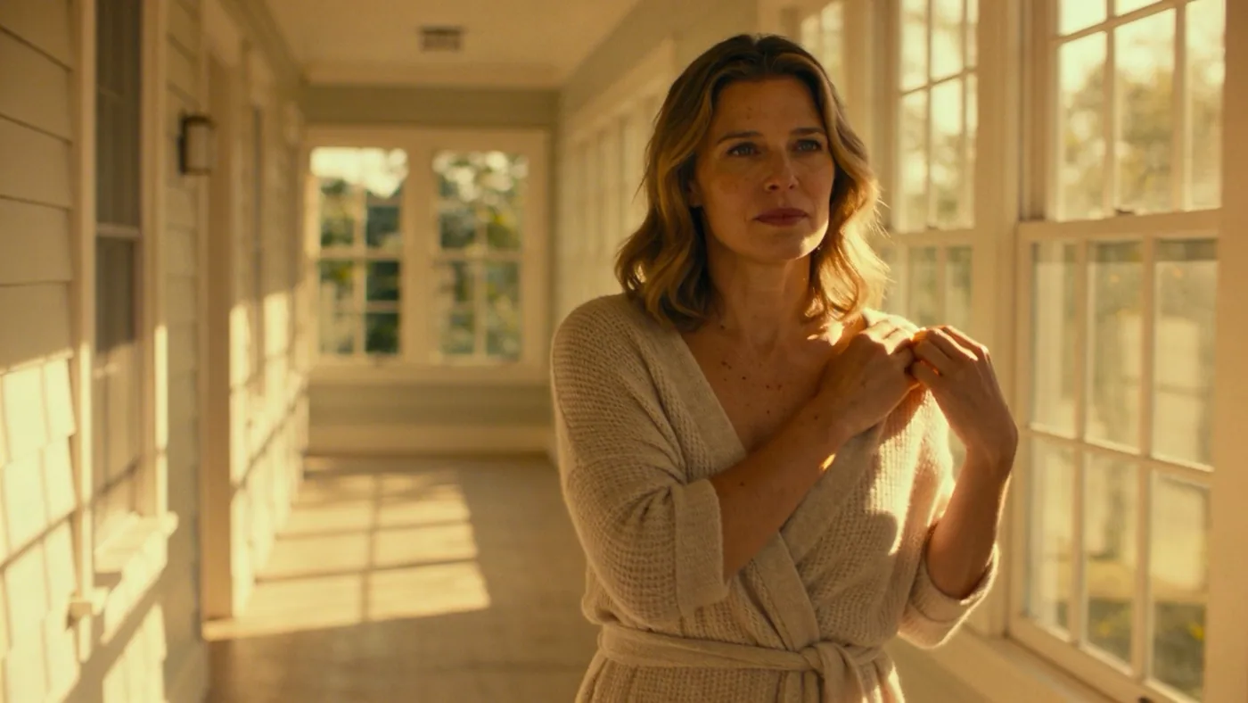 Woman walking slowly through a sunlit hallway showing why the five stages don't work for breakups — stages of grief breakup