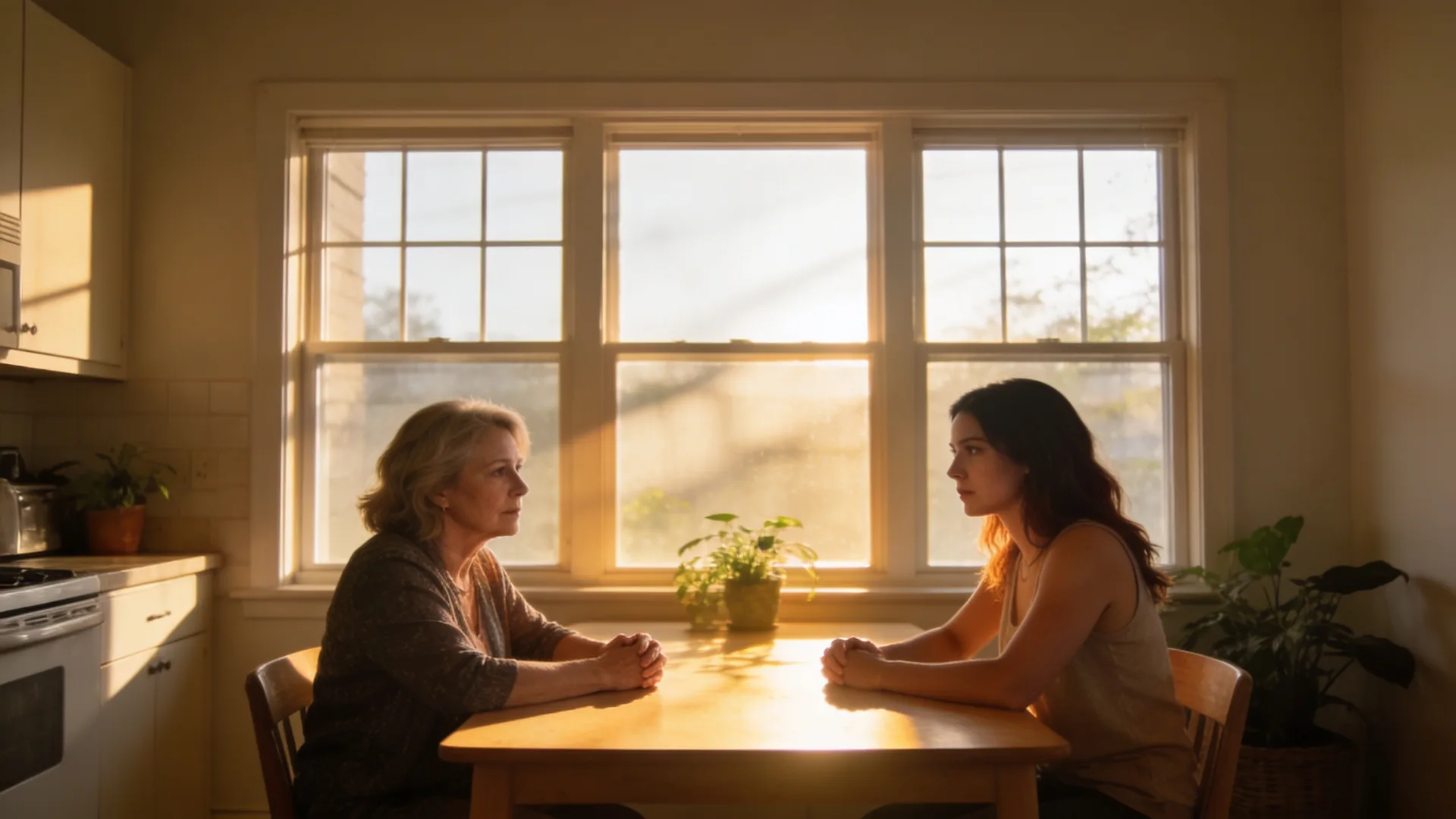 Two women sitting quietly together on a back porch step sharing stillness during anticipatory grief