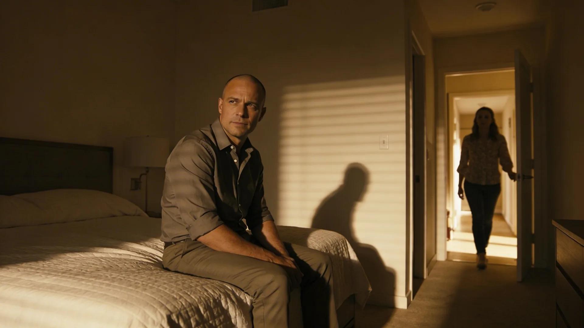 Man stepping through doorway into brighter hallway showing what shifts when you choose reciprocity over potential