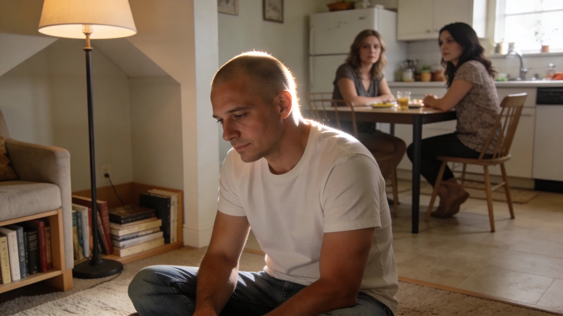 Two women sitting quietly at kitchen table showing hidden traps that keep grief and loneliness stuck