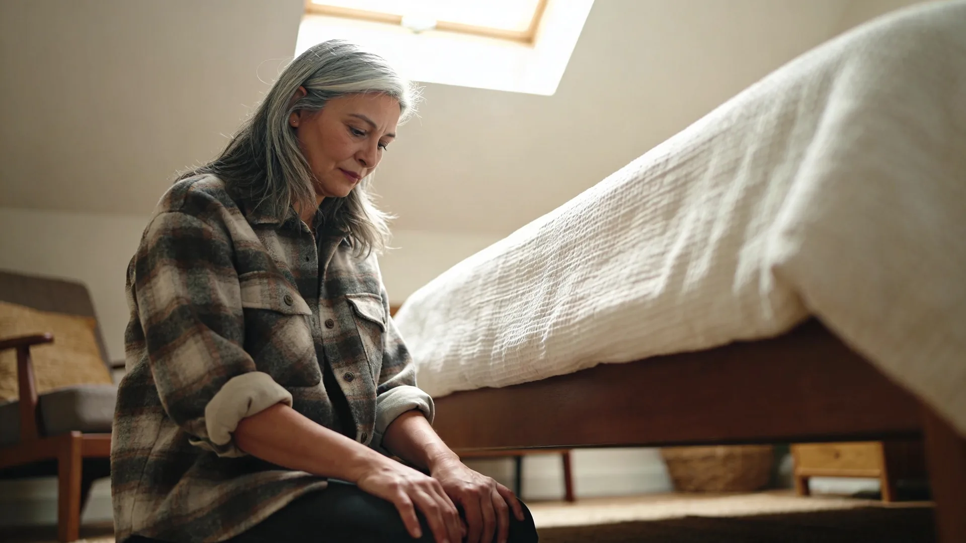 Two people sitting quietly together in a doorway, sharing stillness during healing from trauma over months