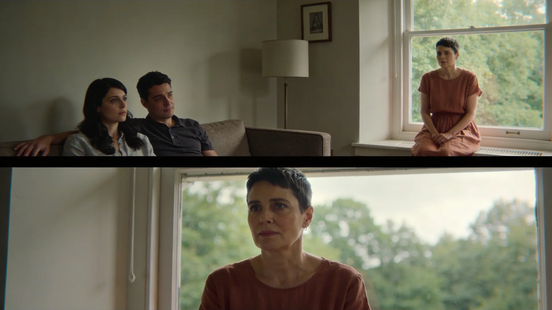 Couple sitting close on a sofa but not touching, showing how to improve emotional intimacy when shutting down
