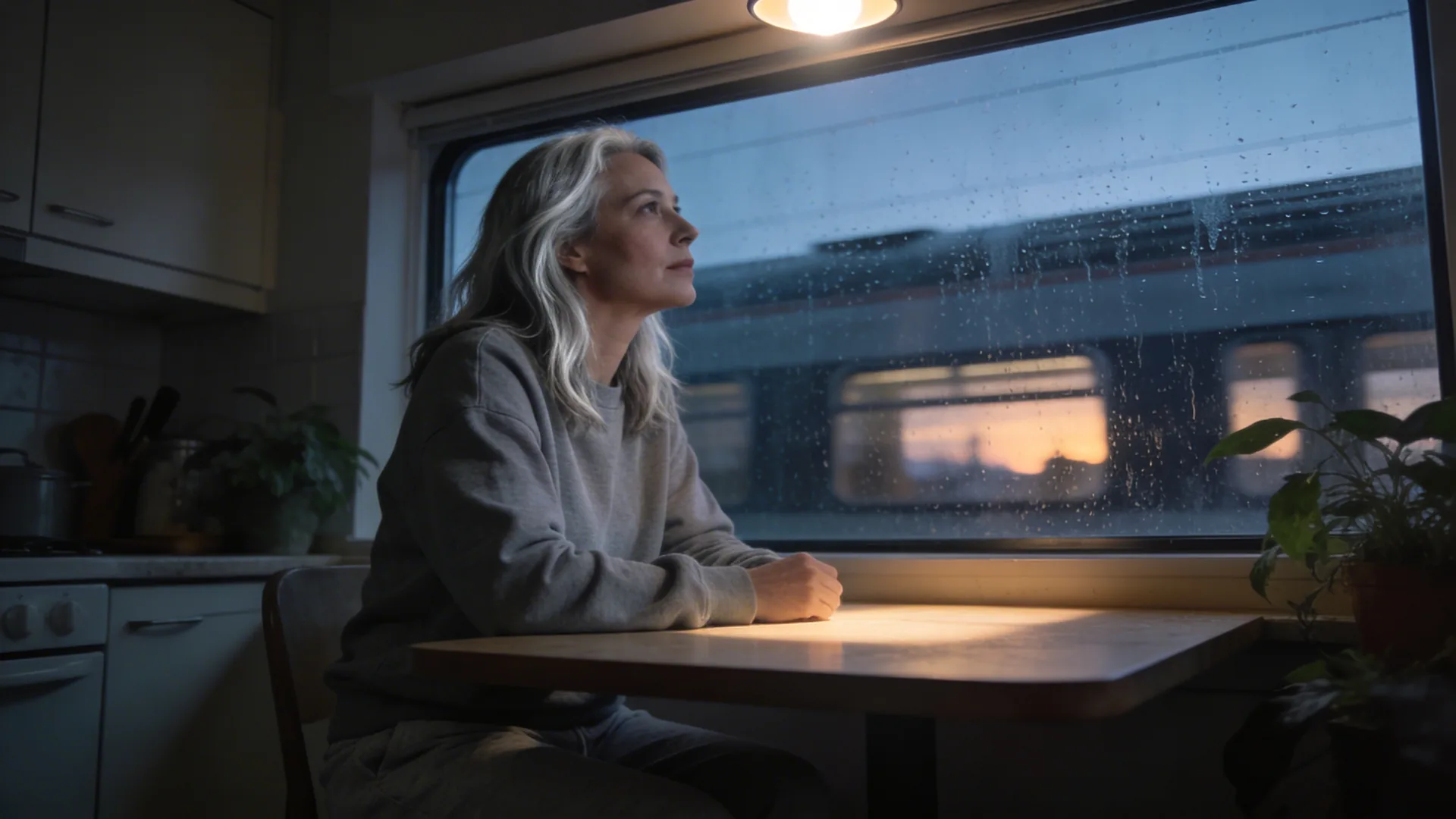 Person gazing through rain-streaked train window with visible reflection, exploring whether anxiety is a disability