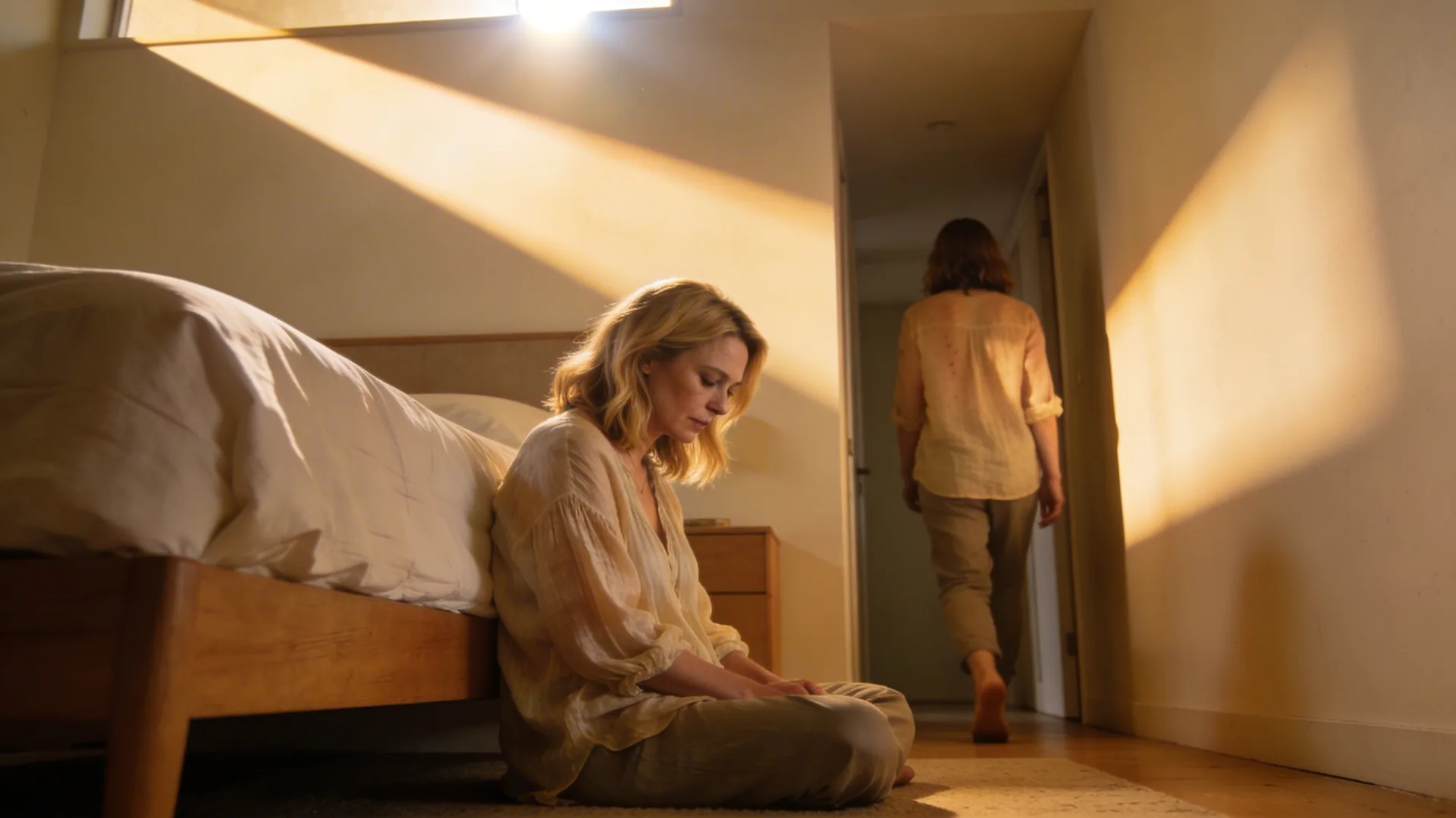 Man walking through narrow hallway from behind showing the signs most people miss from childhood trauma