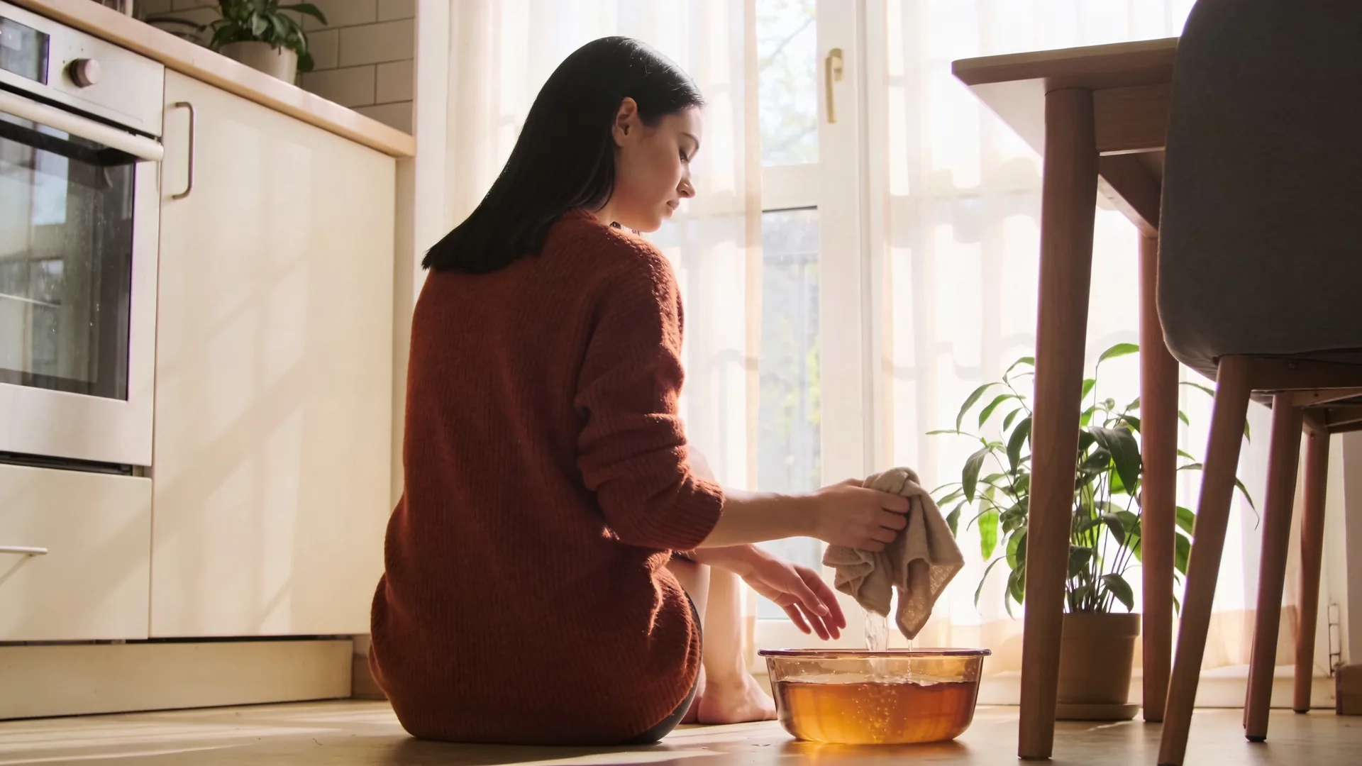 Ceramic bowl with warm water and cloth, evoking what changes when you do this for seven days of body practice