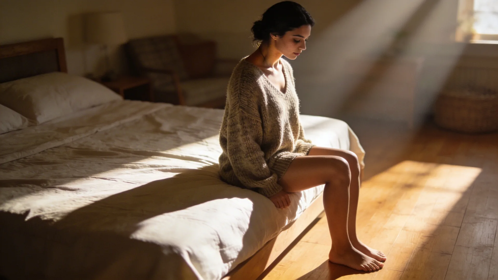 Person lying in Feeling Session posture on wooden floor with throat exposed, throat chakra practice for stuckness