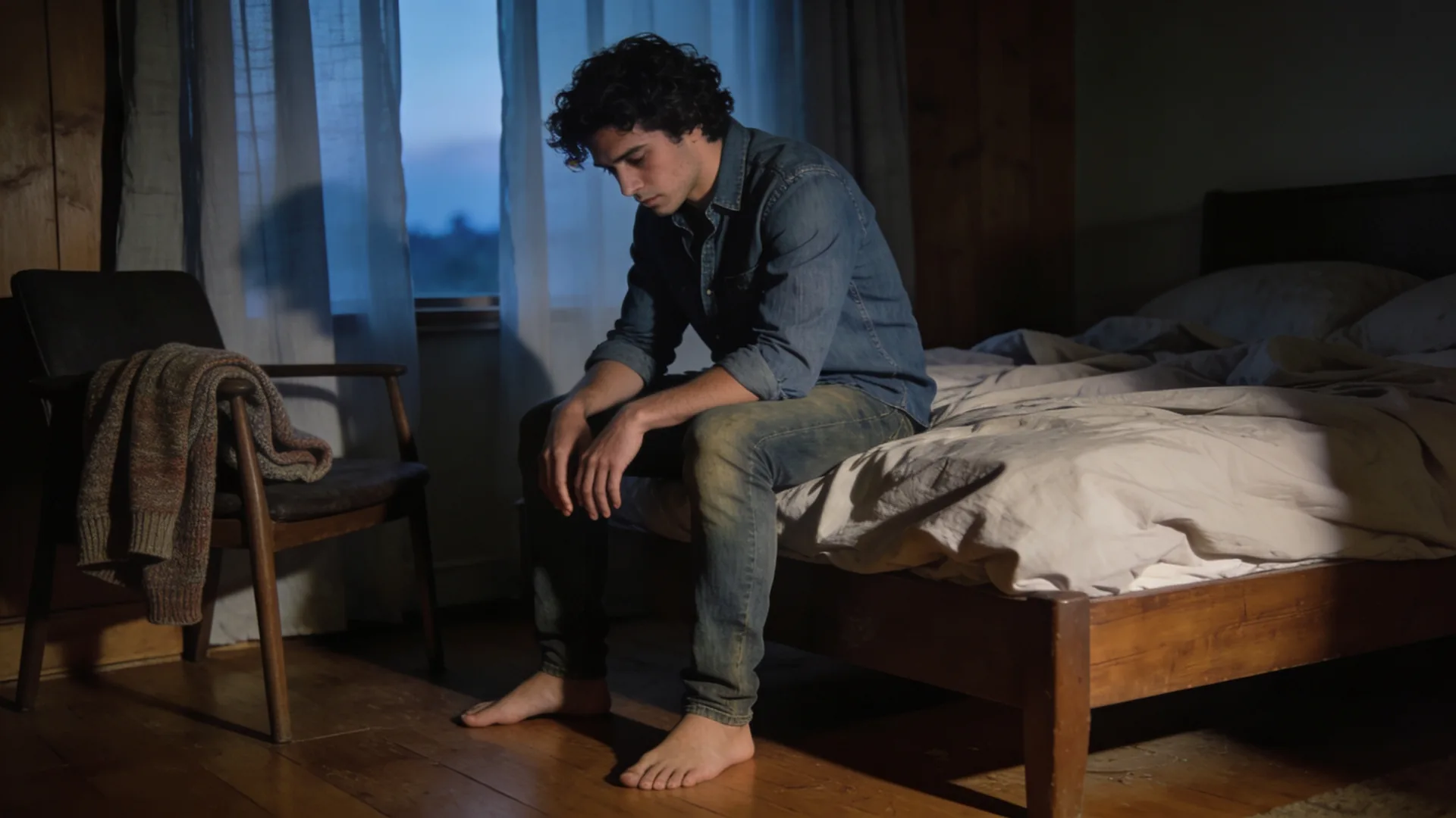 Why is anxiety worse at night — sitting on the edge of an unmade bed at pre-dawn, feet grounded on the wooden floor